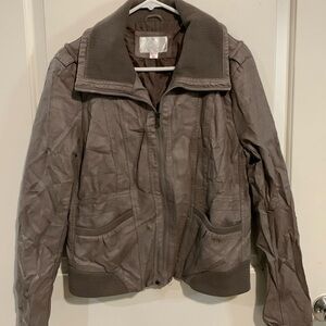 Xhiliration Jacket XXL in brown pleather looking material.